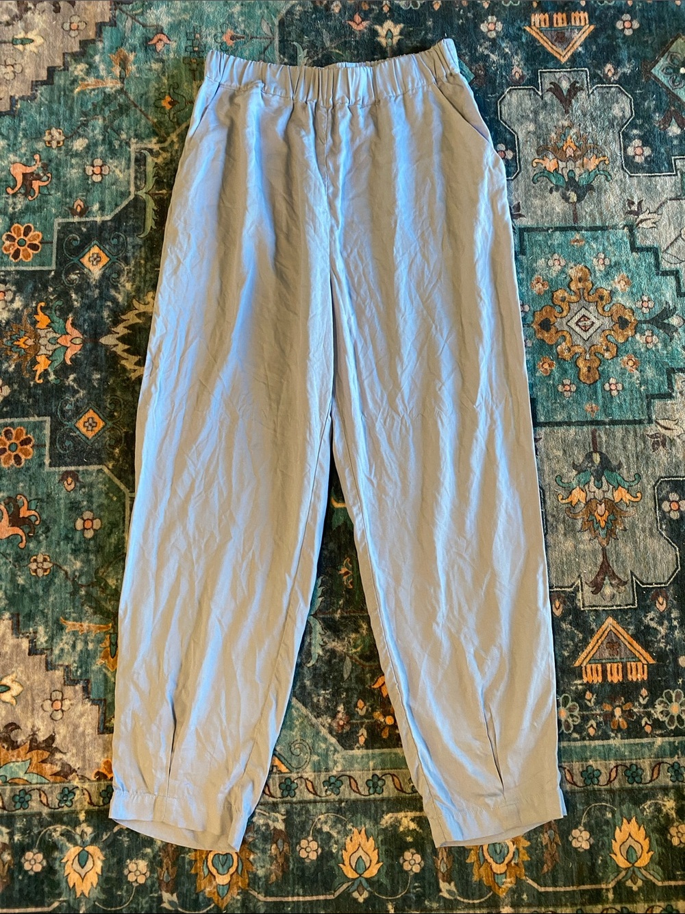 Light Blue Elastic-Waist Joggers